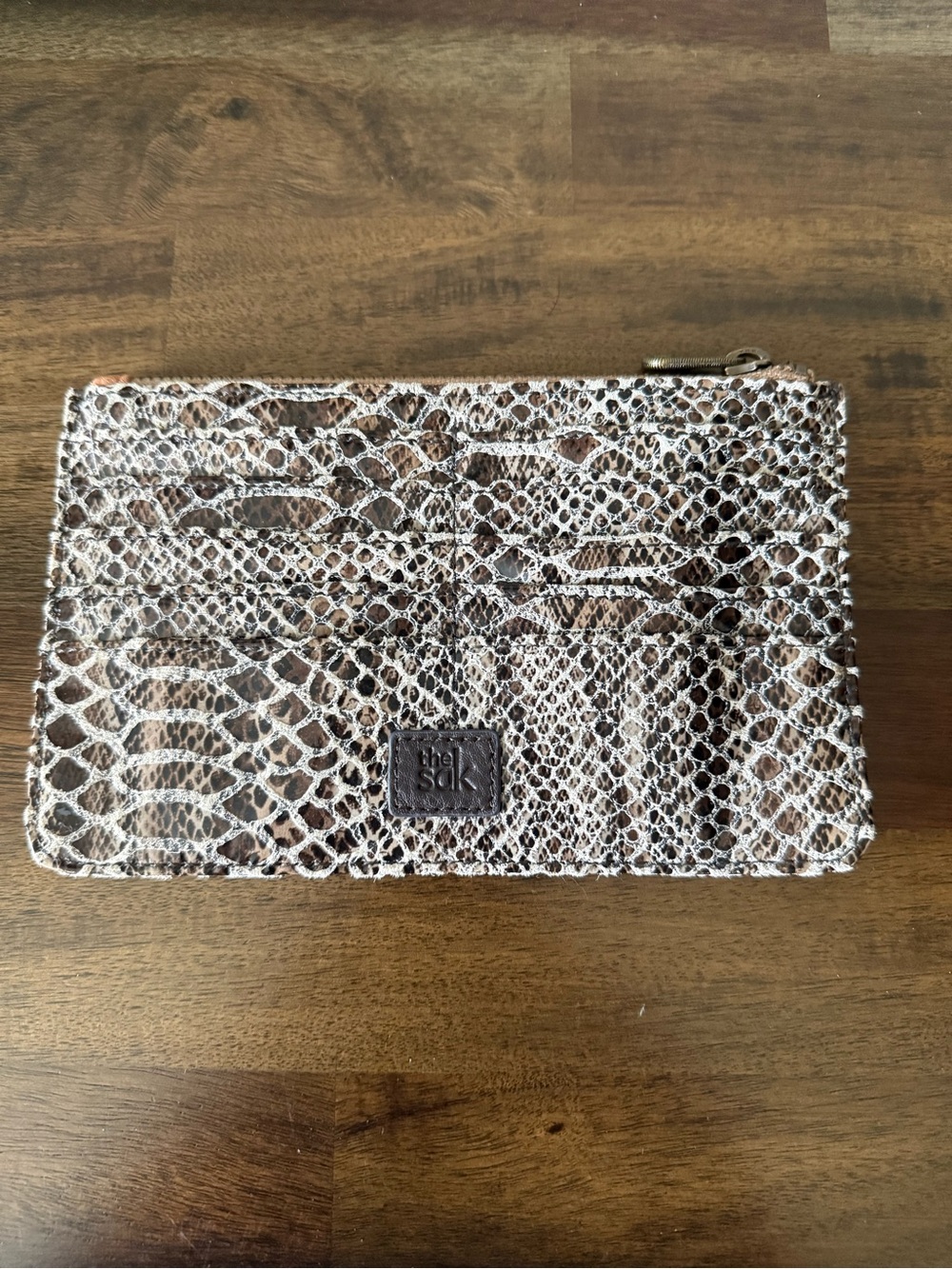 The Sak Snake Embossed Leather Zip Card Holder Wallet Pouch